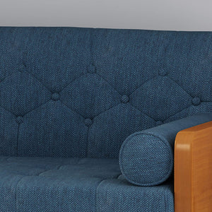 Mid-Century Modern Tufted Fabric Sofa, Navy Blue - EK CHIC HOME