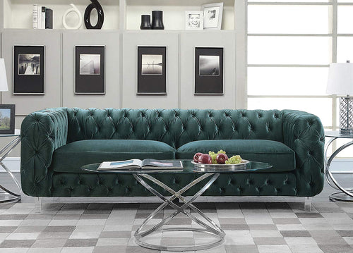 Modern Contemporary Tufted Velvet Down-Mix Cushions Acrylic Leg Sofa - EK CHIC HOME