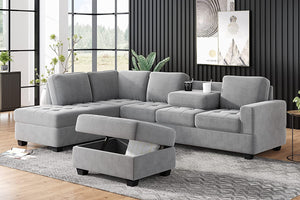 Reversible Sectional Sofa Set, Modern L-Shaped - EK CHIC HOME