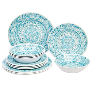 12-Piece Melamine Dinnerware Set - Service for 4 - EK CHIC HOME