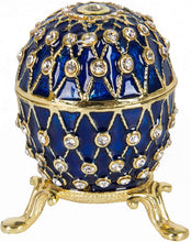 Load image into Gallery viewer, Hand Painted Enameled Small Faberge Egg Style Decorative Hinged Jewelry Trinket Box - EK CHIC HOME
