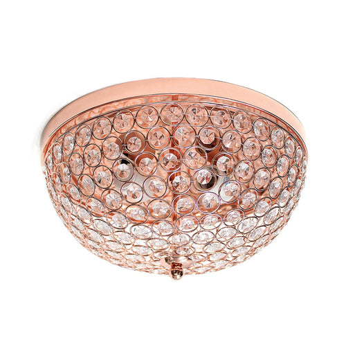 2 Light Elipse Crystal Flush Mount Ceiling Light, Rose Gold - EK CHIC HOME
