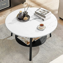 Load image into Gallery viewer, Round Coffee Table with 2 Tier Storage Shelf 31.5 inch Marble - EK CHIC HOME