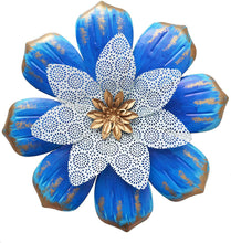 Load image into Gallery viewer, Blue Metal Flower Wall Decor - Wall Sculptures(13.5&quot; Blue) - EK CHIC HOME