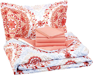 7-Piece Bed-In-A-Bag - Full/Queen, Coral Medallion - EK CHIC HOME
