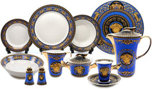 Load image into Gallery viewer, Vintage 49-pc Dinnerware Set &#39;Blue Medusa&#39;, Premium Bone China - EK CHIC HOME