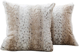 Embossed Faux Fur Throw Pillows - Set of 2 Lumbar - EK CHIC HOME