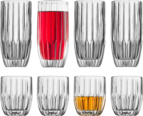 Highball Glasses and Whiskey Glasses 8 Pcs Crystal Barware Set - EK CHIC HOME