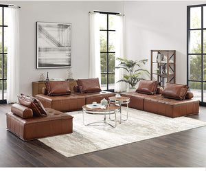 Modern Leather Upholstered Square Modular Sectional Sofa - EK CHIC HOME
