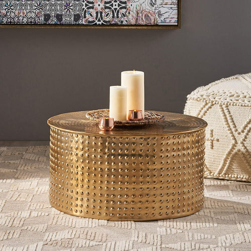 Modern Aluminum Coffee Table, Brass - EK CHIC HOME