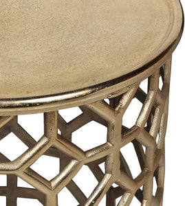 Modern Glam Aluminum Accent Table, Raw Gold - EK CHIC HOME