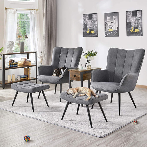 Modern Fabric Living Room Chair  and Ottoman Set - EK CHIC HOME
