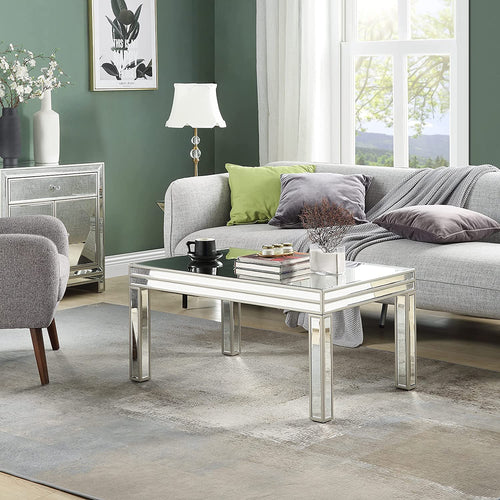 Mirrored Coffee Table, Golden Lines Coffee Table - EK CHIC HOME
