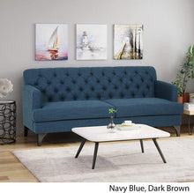 Load image into Gallery viewer, Contemporary Tufted Fabric 3 Seater Sofa, Navy Blue - EK CHIC HOME