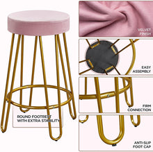 Load image into Gallery viewer, Bar Counter Height Stools with Upholstered Velvet Round - EK CHIC HOME