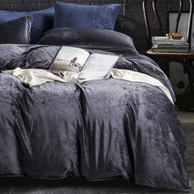 Load image into Gallery viewer, Velvet Flannel Queen Duvet Cover Set, 3 Pieces Zippered - EK CHIC HOME