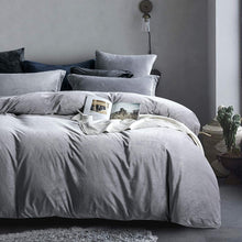 Load image into Gallery viewer, Velvet Flannel Duvet Cover Set, 3 Pieces Zippered Comforter Cover Set - EK CHIC HOME