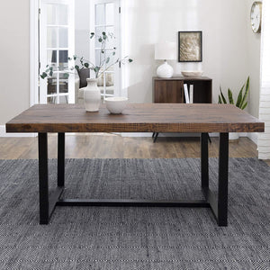 72" Rustic Solid Wood Dining Table - Mahogany Finish - EK CHIC HOME