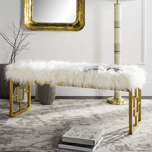 Load image into Gallery viewer, Luxury Flokati/Gold Bench - EK CHIC HOME