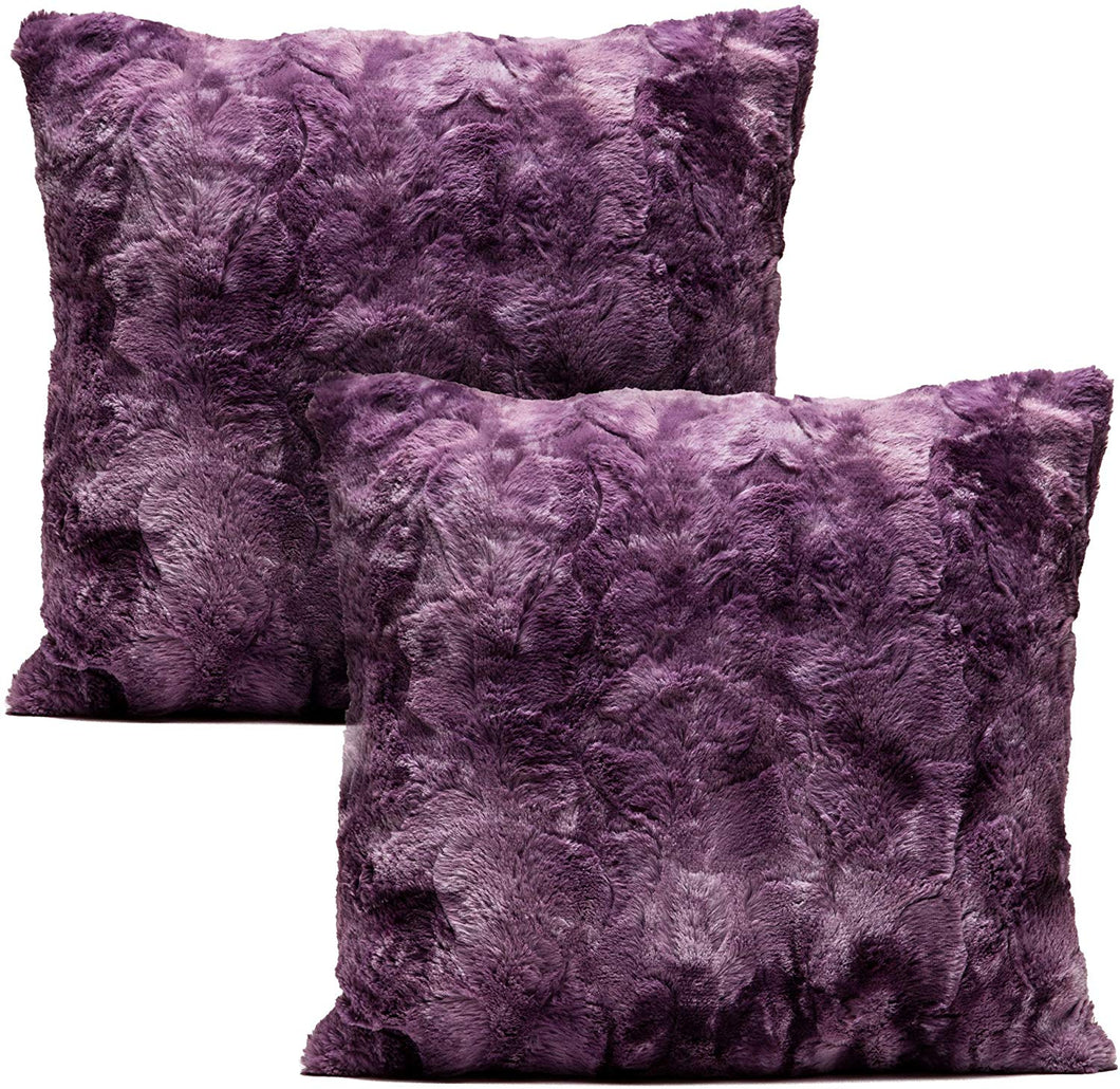 Super Soft Fuzzy Faux Fur Throw Pillow Cover 18x18 Inches 2-Pack - EK CHIC HOME