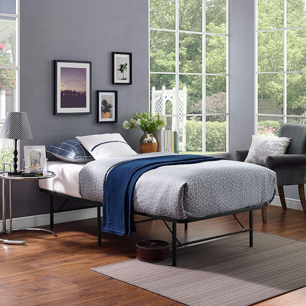 Horizon Twin Bed Frame- Replaces Box Spring - Folding Portable Metal Mattress Bed Frame with Storage - EK CHIC HOME