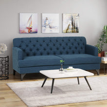 Load image into Gallery viewer, Contemporary Tufted Fabric 3 Seater Sofa, Navy Blue - EK CHIC HOME