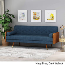 Load image into Gallery viewer, Mid-Century Modern Tufted Fabric Sofa, Navy Blue - EK CHIC HOME