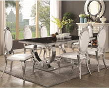 Load image into Gallery viewer, Luxurious Modern Design Stainless Steel Dining Set with Black Glass Table Top 1-Table, 6-Chairs - EK CHIC HOME