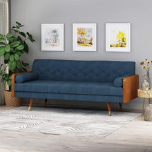 Load image into Gallery viewer, Mid-Century Modern Tufted Fabric Sofa, Navy Blue - EK CHIC HOME