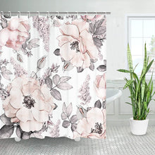 Load image into Gallery viewer, Watercolor Floral Shower Curtain with Hooks Pink - EK CHIC HOME