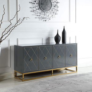 High Gloss Lacquer Sideboard/Buffet, Grey - EK CHIC HOME