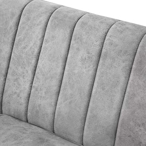 Grey Velvet Sectional Sofa with Right Chaise, Pillow Included - EK CHIC HOME