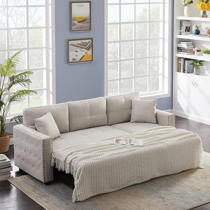 87.7" Reversible Sleeper Sectional Sofa with Pull-Out Bed - EK CHIC HOME