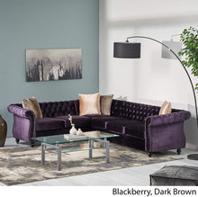 Load image into Gallery viewer, 6 Seater Velvet Tufted Chesterfield Sectional BlackBerry - EK CHIC HOME