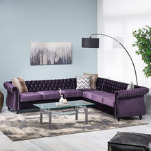 Load image into Gallery viewer, 7 Seater Velvet Tufted Chesterfield Sectional BlackBerry - EK CHIC HOME