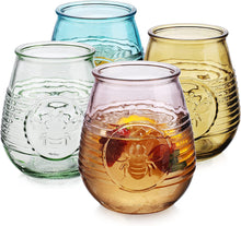 Load image into Gallery viewer, Set Of 4 Colored Glasses, Multicolor Embossed Wine Glasses - EK CHIC HOME