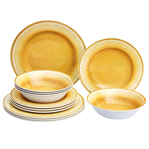 12-Piece Melamine Dinnerware Set - Service for 4 - EK CHIC HOME