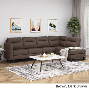 Modern Fabric Upholstered 4 Seater Sectional Sofa with Chaise Lounge - EK CHIC HOME