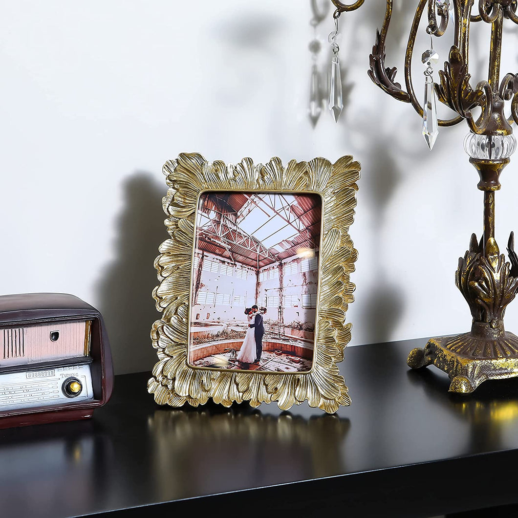 Gold 5x7 Vintage Picture Frames High Definition Glass - EK CHIC HOME