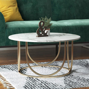 CHIC Coffee Table, White Marble/Gold - EK CHIC HOME