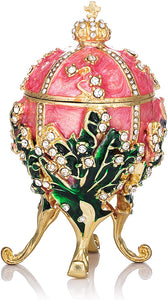 Faberge Egg Series Hand Painted Jewelry Trinket Box Enamel and Sparkling Rhinestones - EK CHIC HOME