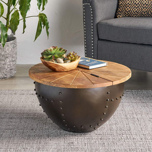 Handcrafted Modern Industrial Mango Wood and Iron Coffee Table - EK CHIC HOME