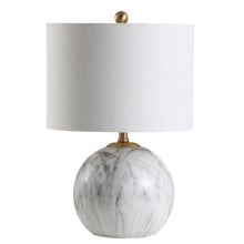 Load image into Gallery viewer, Luna 21.5&quot; Faux Marble Resin LED Table Lamp, White/Brass Gold - EK CHIC HOME