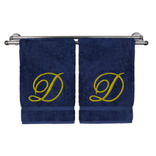 Load image into Gallery viewer, Monogrammed Hand Towel, Personalized Gift, 16 x 30 Inches - Set of 2 - Gold Embroidered Towel - EK CHIC HOME