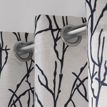 Load image into Gallery viewer, 2 Pack Branches Linen Blend Grommet Top Curtain Panels - EK CHIC HOME