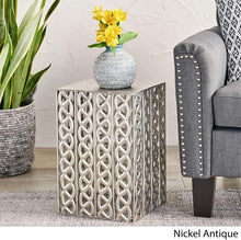 Load image into Gallery viewer, Modern Square Iron Accent Table, Nickel Antique - EK CHIC HOME