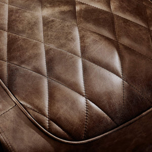 Riveted Metal Frame Brown Leather Chair - EK CHIC HOME