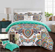 Load image into Gallery viewer, Chic 8 Piece Reversible Boho Contemporary Geometric Patterned Queen Bed in a Bag Comforter Set - EK CHIC HOME
