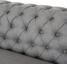 Load image into Gallery viewer, 5 Seater Fabric Tufted Chesterfield Sectional, Dark Gray - EK CHIC HOME