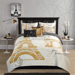 Casa Paris Gold 8 Piece Comforter Set Queen - EK CHIC HOME
